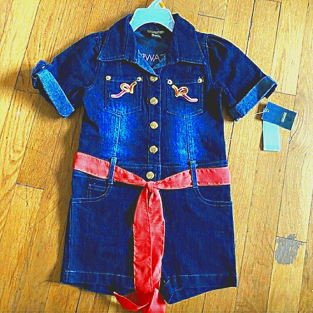 Rocawear Big Girl's Denim Romper with Belt